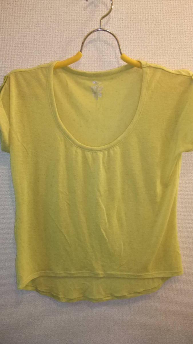 ★MOSSIMO SUPPLY CO★アメリカのレディーストップス半袖 USサイズS Ladies tops 着丈約58Cm マスタード カラシ黄色拍卖