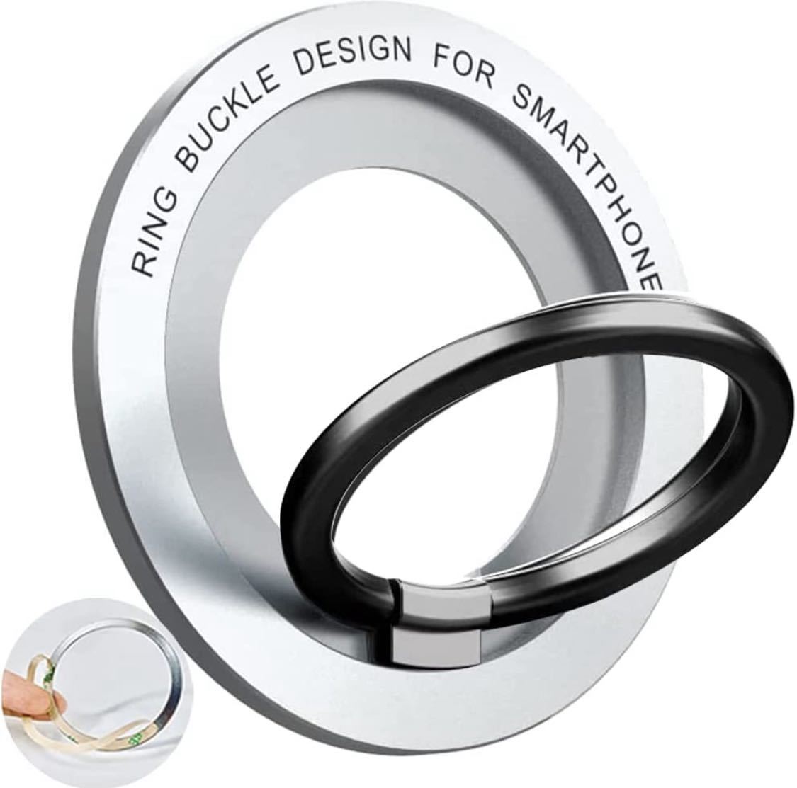 スマホ マグネット リング ホールド Magsafe対応 スマホリング シルバー拍卖