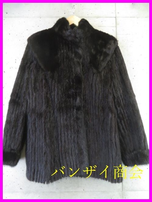 003c519◆最高級◆本毛皮◆MINK ミンクファー コート ジャケット 13号/ブラック黒/ベスト/レディース/女性/婦人/良品です 拍卖