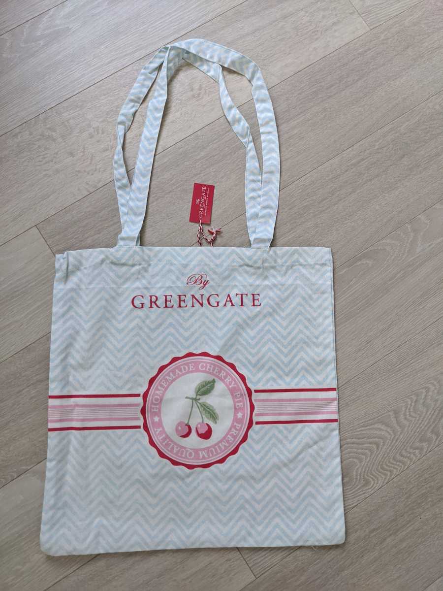 新品★グリーンゲイト★デンマーク★コットンバック★チェリーペールブルー41×41cm拍卖