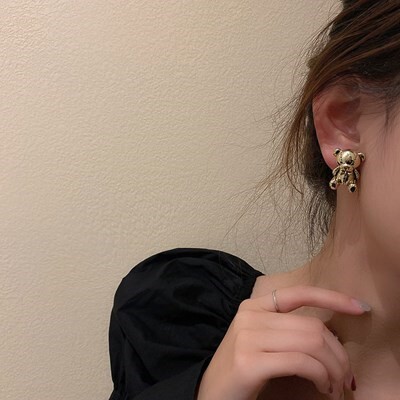 ピアス クマ S925針 18kゴールド 韓国 ファッション 愛らしい ヴィンテージ 冒険 ベアー くま ドロップイヤリング 女性 #C583-6拍卖