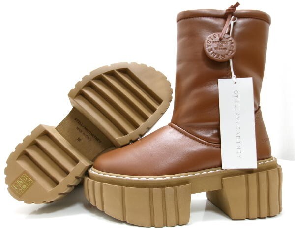 新品★STELLA McCARTNEY ステラマッカートニー★Emilie エミリー ボア ショートブーツ エコムートンブーツ★36 プラットフォーム 厚底拍卖