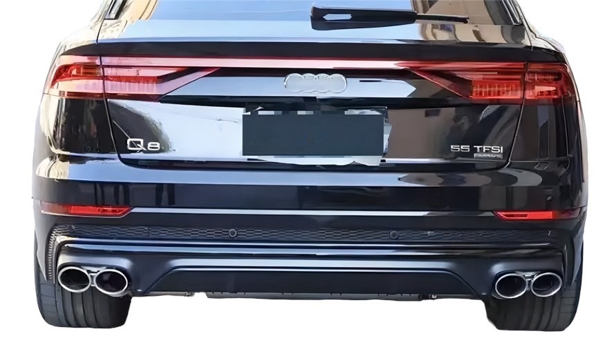 アウディ Q8 → RSQ8type リア ディフューザー マフラーカッター 黒塗装済 Audi 国内発送 即納 カスタム エアロ パーツ 外装 アンダー拍卖