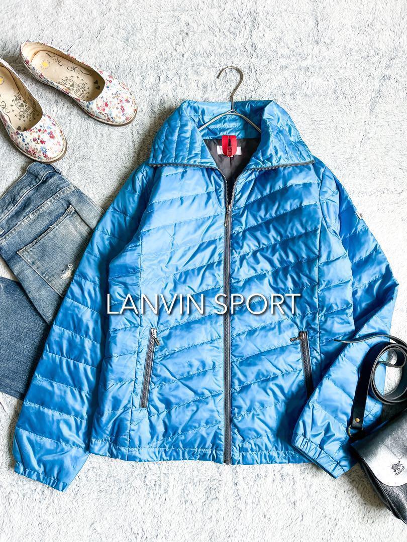 【LANVIN SPORT】ランバンスポール ロゴプレート 大人かわいいきれい色 ゆったりオーバーサイズ ダウンジャケット ゴルフウェア 38サイズ M拍卖