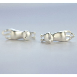 081 S925 ネコ レディース ピアス イヤリング 非光沢 シルバー拍卖