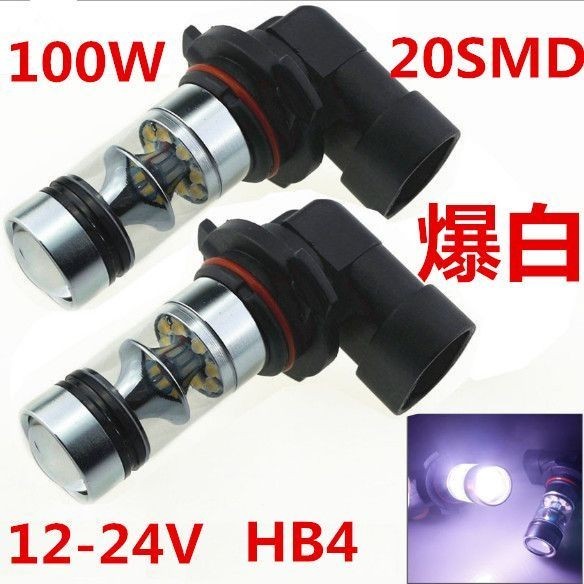 100W HB4 2828チップ 6000K LEDフォグランプ LEDフォグ バルブ 2個セット ホワイト/白色 WD07拍卖