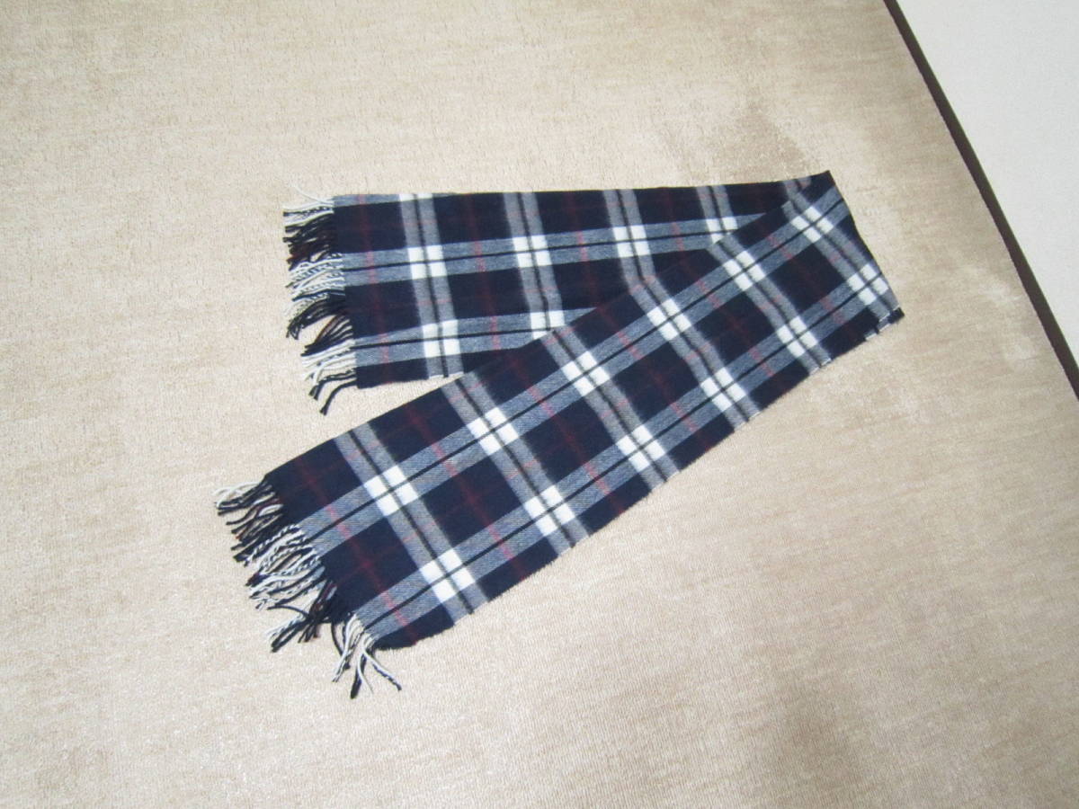 マフラー ネイビー ホワイト チェック柄 180x51cm [dgp拍卖