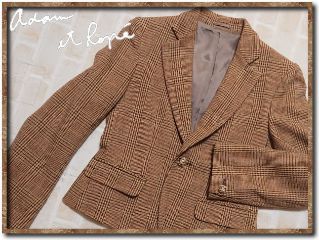 美品!!☆Adam et Rope アダムエロペ グレンチェックジャケット 茶☆拍卖