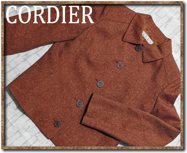 美品!!☆CORDIER コルディア カラーネップ入りシルク混ジャケット ブレザー 茶☆拍卖