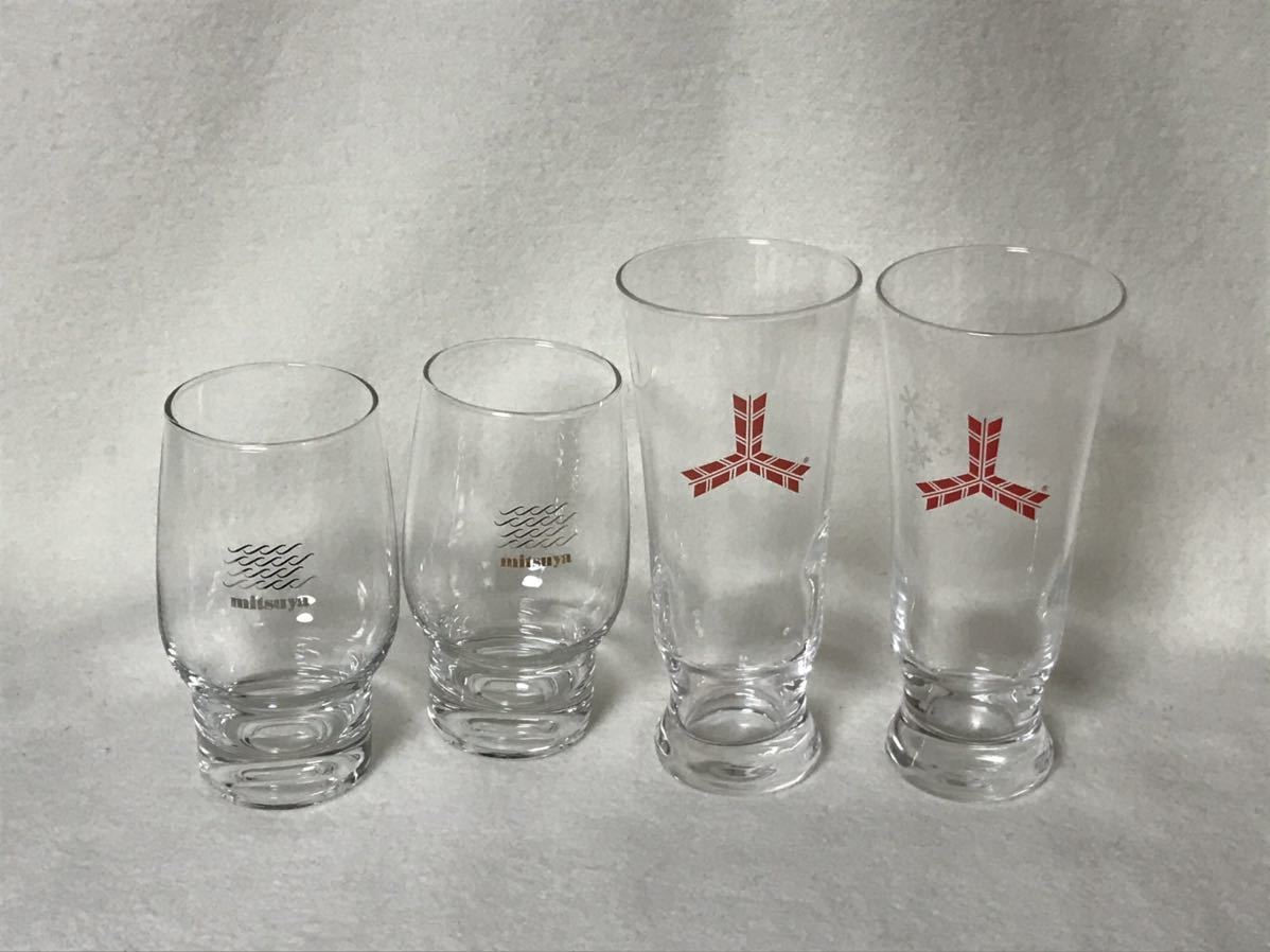 送料無料 昭和レトロ ASAHI BEER アサヒビール MITSUYA CIDER 三ツ矢サイダー グラス コップ タンブラー 4個拍卖