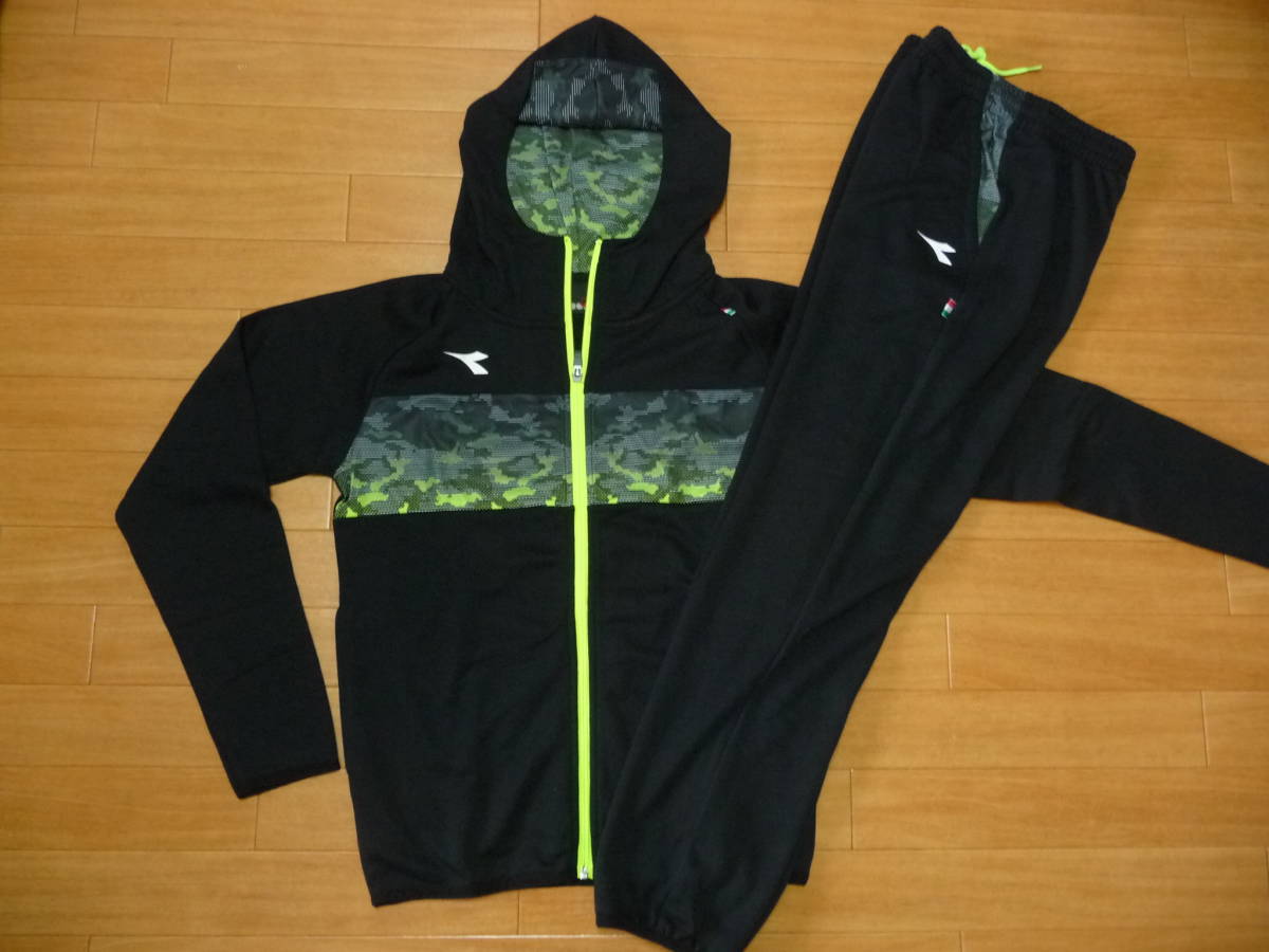 新品★DIADORA フード付スウェット上下★M/黒・緑 他拍卖