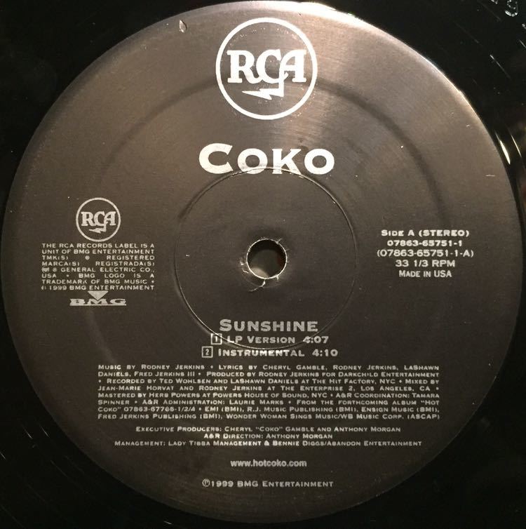 【US盤/RnB/美盤(EX+)/12】Coko Sunshine / 試聴検品済拍卖