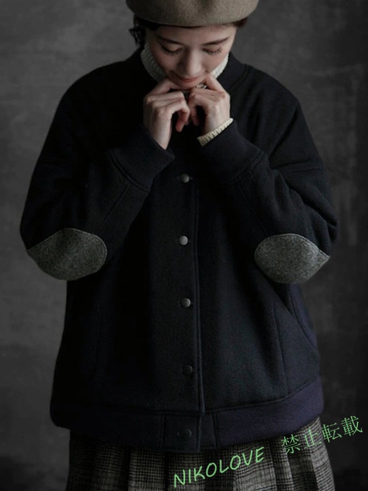 新品 上着 ジャンパー サイズ コート アウター綿入り ネイビー 大人可愛 チュニックAA753拍卖