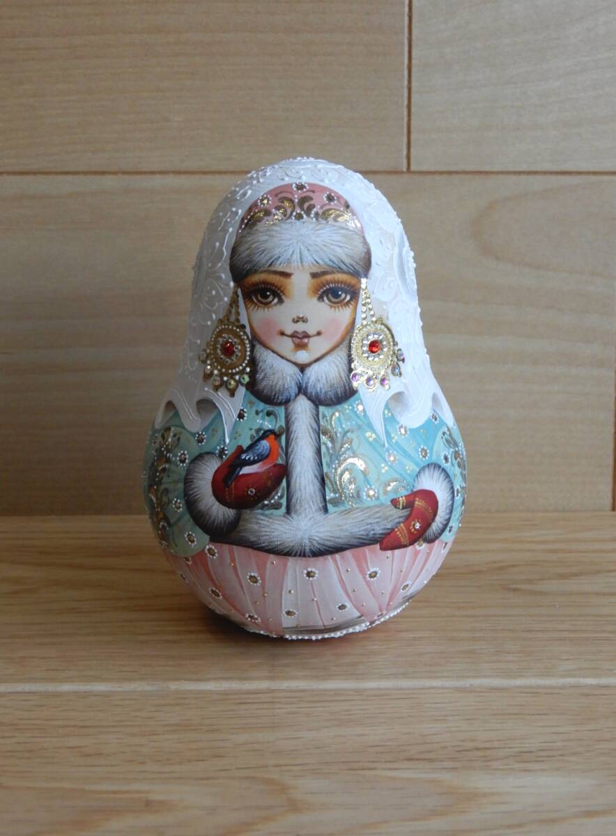 タチアナ・ローリナ おきあがりこぼし 青緑 x ピンク マトリョーシカ 作家もの Tatiana Rolina nesting dolls tumber roly poly拍卖