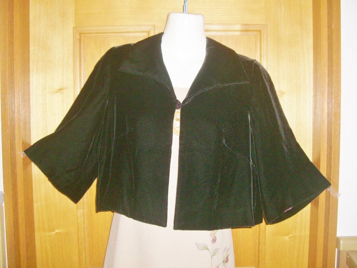 Lサイズ★5万★黒ベルベット風×ラッパ袖★薄手+軽い★シビラ★ジャケット パーティ 披露宴 拍卖