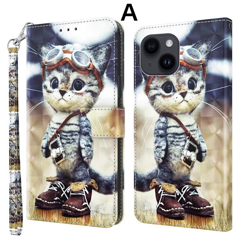 iPhone15 Plus ケース アイフォン15 プラス ケース Apple 6.7インチ 手帳型 猫 犬 花 かわいい ソフトカバー カード収納 耐衝撃 ストラップ拍卖