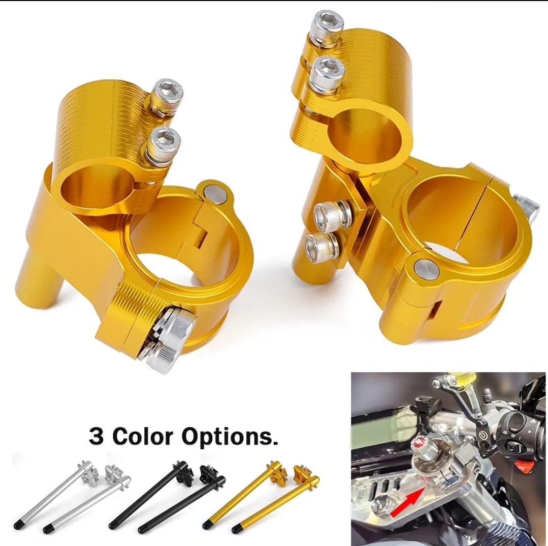 ④【送料無料】 高さ角度調整可能 汎用 セパレートハンドル 37mm 45mm 51mm 52mm 58mm ブラック シルバー ゴールド 黒 銀 金 バイク 22mm拍卖