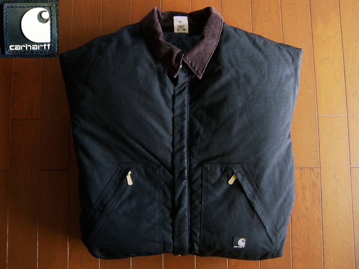 カーハート carhartt USA製 中綿入り ツナギ オールインワン サイズ56 ビッグサイズ ブラック 黒拍卖