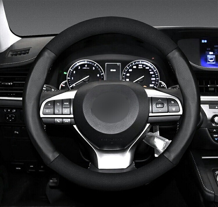 ハンドルカバー レクサス用 CT NX IS RX GS ES LS LX LC UX 普通車 軽自動車 スエード+牛革製 ステアリングカバー 38CMlf-207拍卖