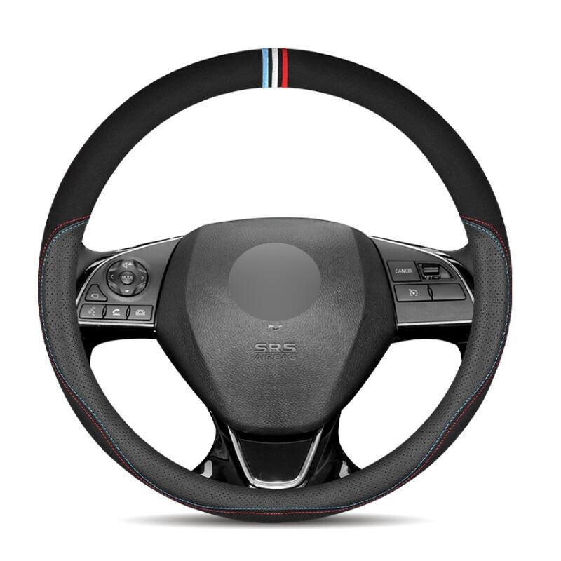 EKクロス EKワゴン ランエボ ランサーEX RVR アスパイア カリスマ スエード+牛革製 Sサイズ ステアリングカバー 38CMlf-86拍卖