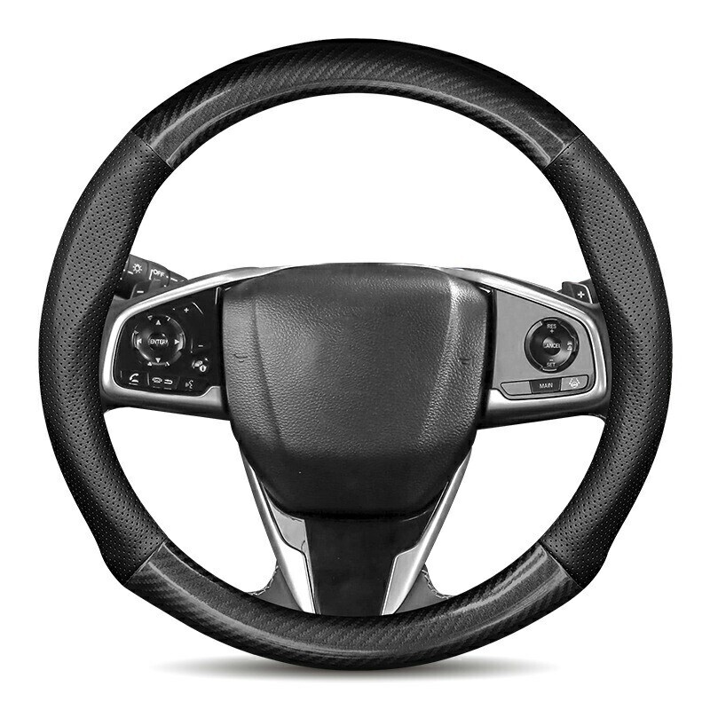 EKクロス EKワゴン ランエボ ランサーEX RVR アスパイア カリスマ ギャラン カーボン調+牛革製 ステアリングカバー 38CMlf-185拍卖