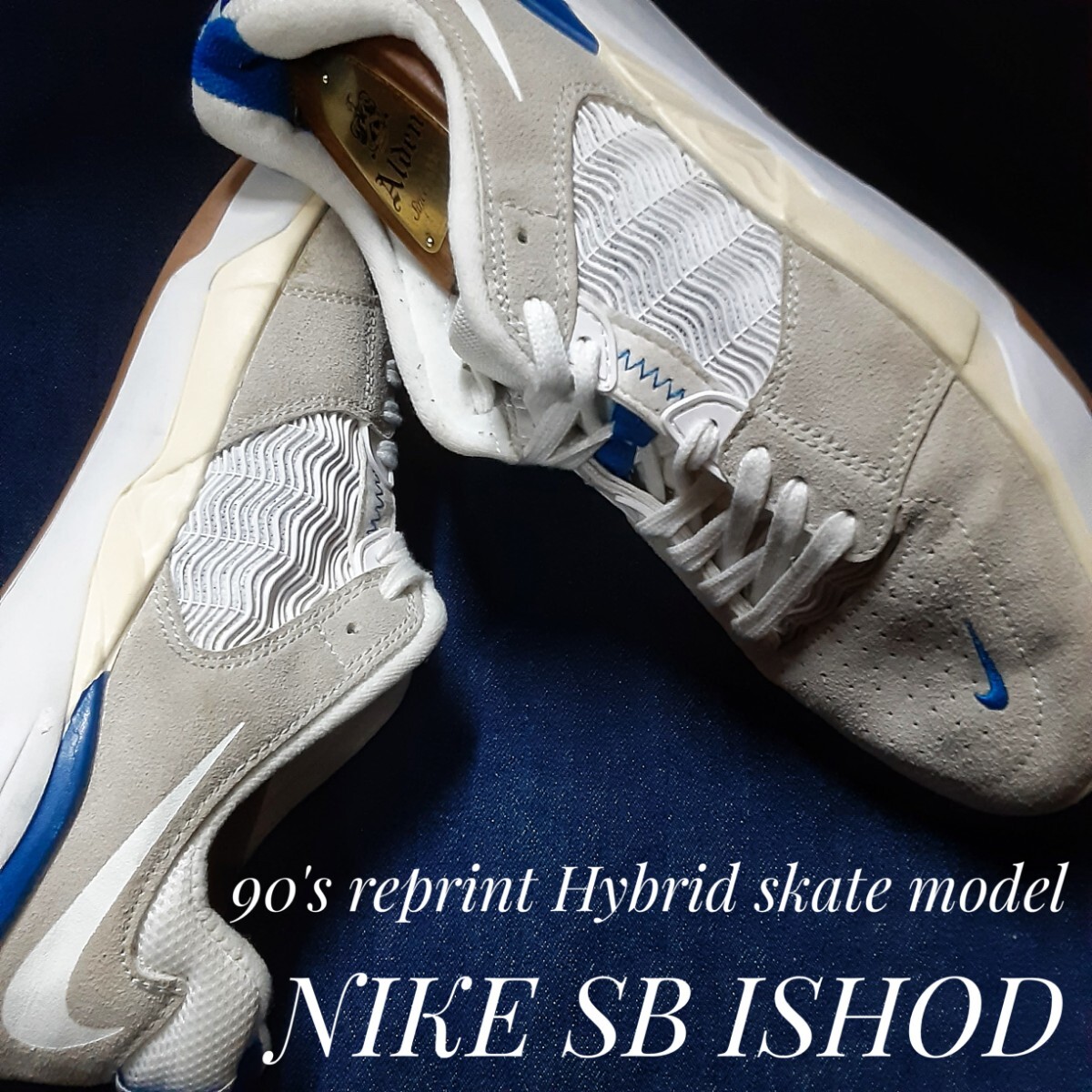 最値!定12100円!90's復刻!ハイブリッドスケートモデル!完売ソニックカラー!ナイキ(NIKE SB)イショット高級スニーカー!グレー!灰色白紺 26拍卖