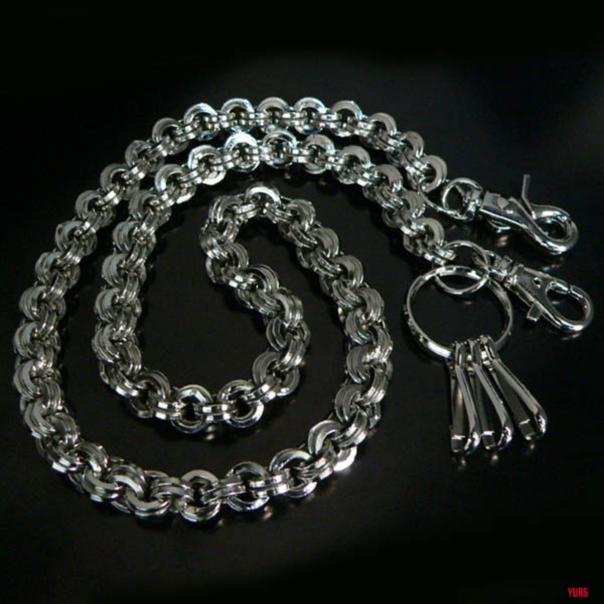 シルバー 真鍮 ウォレットチェーン 財布の鎖 高級感 HR HM パンクロック バイク ツーリング 長さ約78cm ヴィンテージ感 普段使い拍卖