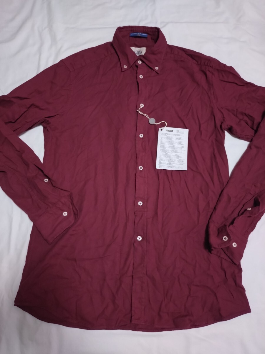【新品】 B.D.BAGGIES ビーディーバギーズ 綿 コットン Yシャツ 長袖 シャツ 長袖シャツ ワインレッド 赤 Lサイズ 無地拍卖