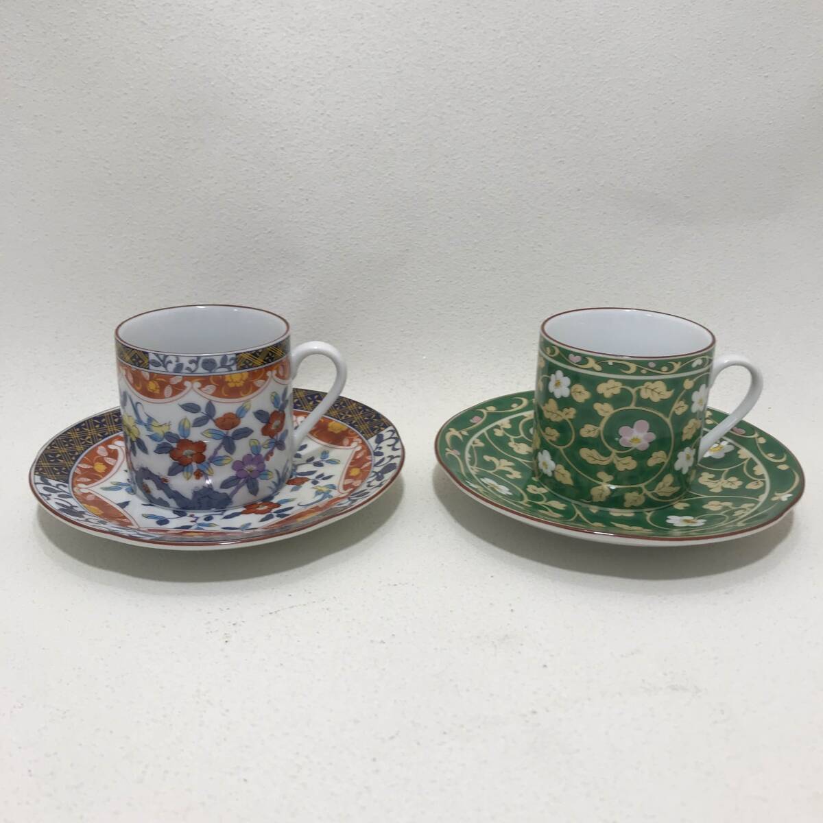 京友禅 珈琲碗皿揃 コーヒーカップ 2客セット ペアカップ ペアデミタスカップ 未使用品★K2702T拍卖