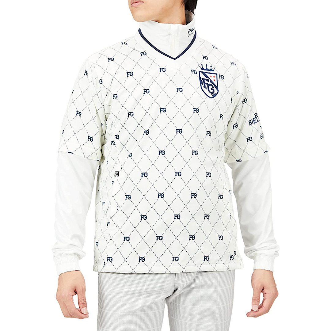 新品 フィラ ゴルフ ブルゾン 782-202 オフホワイト Mサイズ ネックウォーマー付プルオーバー 税込13,200円 撥水加工 蓄熱 ゴルフウェア拍卖