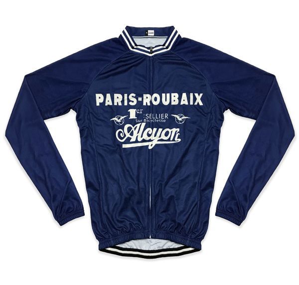 新品 長袖 サイクルジャージ レトロデザイン No42 XL フランス フルジップ ウェア メンズ サイクリング フリース ロードバイク MTB拍卖