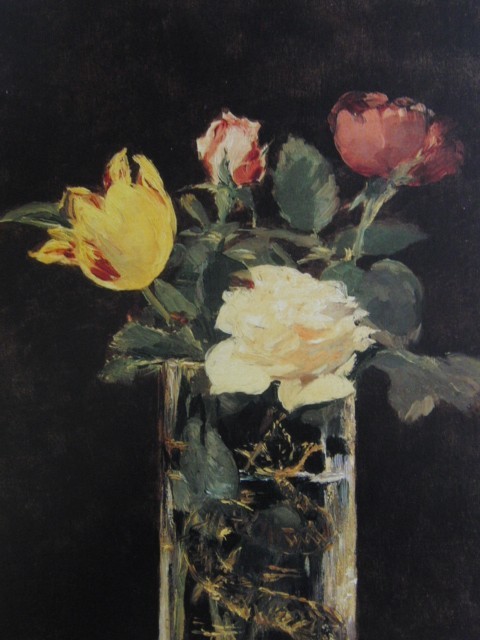 エドゥアール・マネ、花瓶のバラとチューリップ、希少な画集より、状態良好、新品高級額、額装付、送料込み拍卖