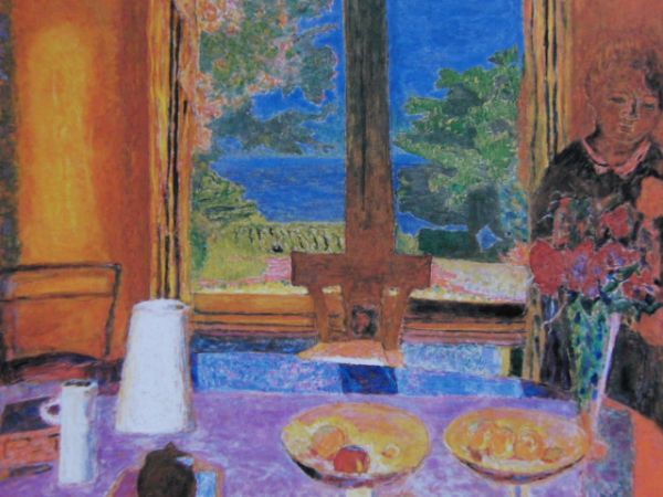 ピエール・ボナール、『庭に面した広いダイニング』、希少画集画、状態良好、新品木製額・額装付、送料込み、海外画家拍卖