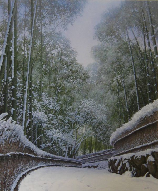 田中芳照、『嵯峨野の小路』、希少画集より、状態良好、新品木製額・額装付、送料込み、洋画拍卖