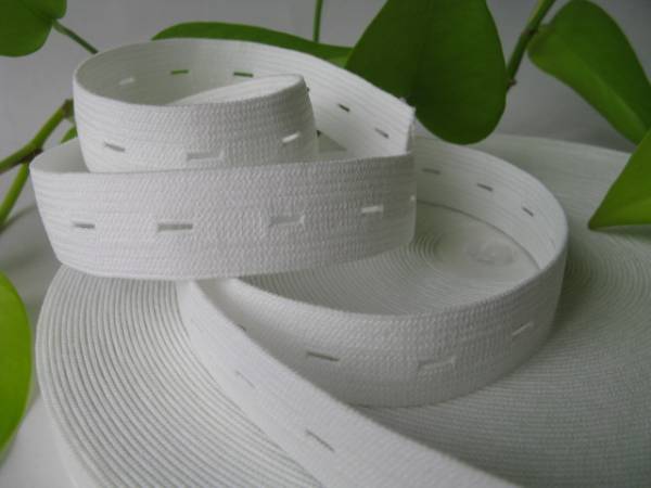 【新品】編み平ゴム/ボタンホールゴム/18mm/白/50cm拍卖