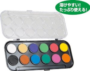 ◎〇★111450★固形水彩絵の具12色★パレット付き★絵手紙水彩画に最適★幼児の使用にぴったり★○拍卖