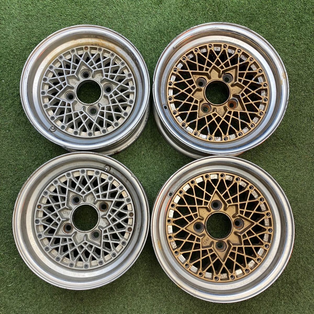 【0640】★旧車★13・14インチ 6J SSR 13×6J +10 / 14×6J +7 PCD114.3 4穴 ハブ径74 アルミホイール4本セット拍卖