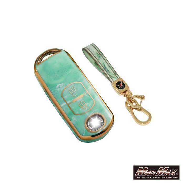 MAZDA マツダ 大理石調 TYPE A 2ボタン式 TPUスマートキーケース グリーン/プレゼント 父の日 母の日 誕生日【メール便送料210円】拍卖