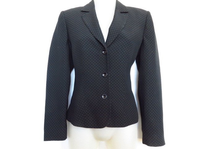 ■上質美品【LAURA ASHLEY】 ローラアシュレイ 高級 ブラック ドット柄 ジャケット 7号 S j548拍卖