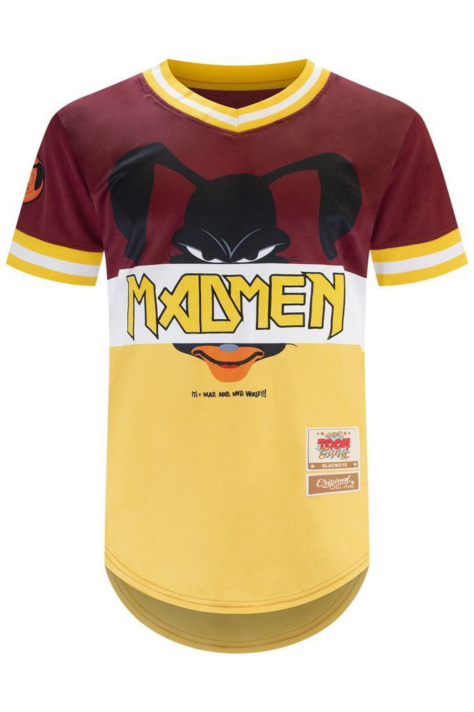 日本未発売 【2XL】 BlackKyes ブラックキーズ 野球 ベースボールシャツ Vネック ToonGang 黄色 マッドマン MADMEN アメコミ USA拍卖