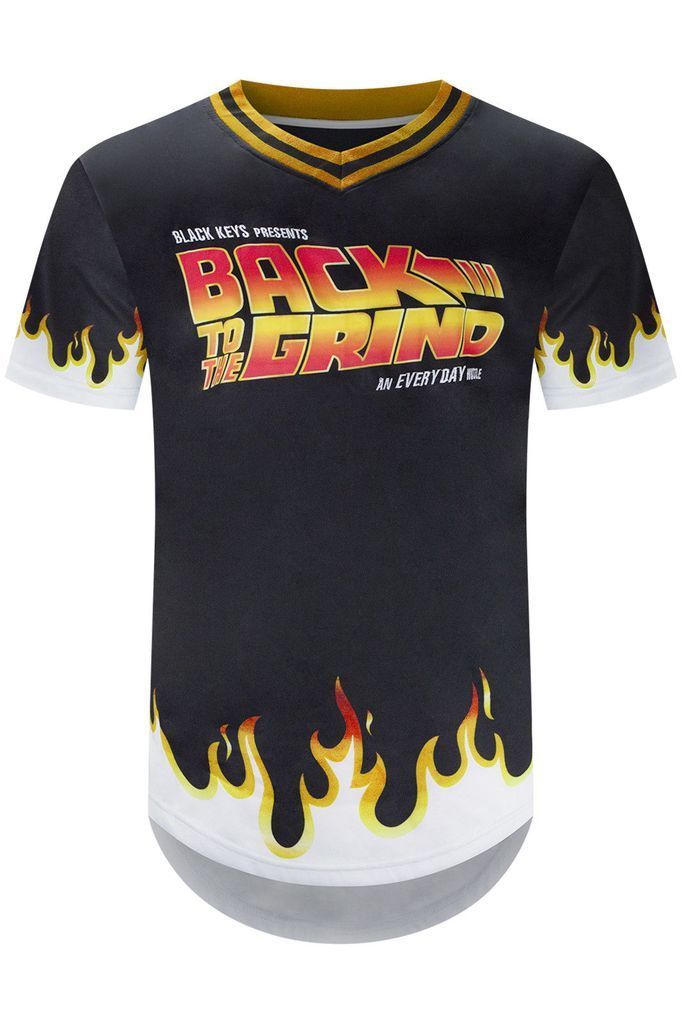 日本未発売 【2XL】 BlackKyes ブラックキーズ 野球 ベースボールシャツ Vネック BackToTheGrind 黒 ゴールド USA正規品 SF BTTF拍卖