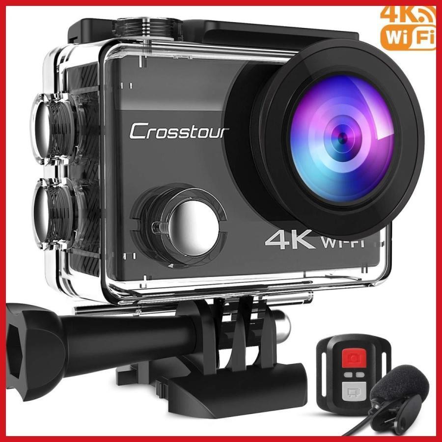 【超美品・CT8500】アクションカメラ Crosstour 4K高画質 リモコン付 WiFi搭載 水深30m撮影 手ブレ補正 防水防塵 耐衝撃 170度広角拍卖