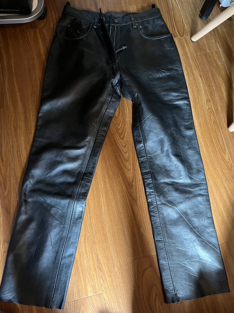 Belstaff ベルスタッフ レザーパンツ 革パン UK12 一部難あり拍卖