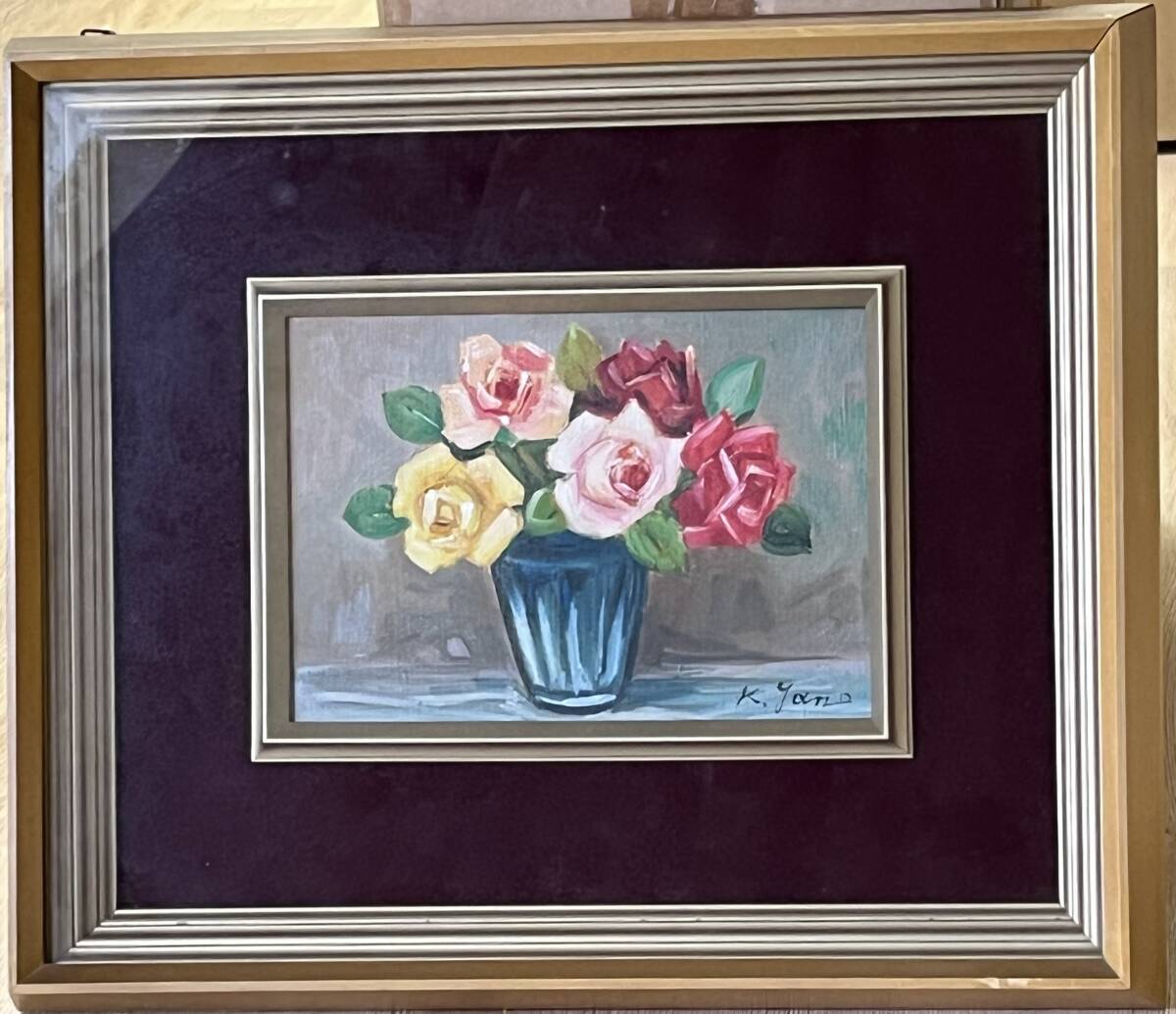 【模写】 油彩画 静物画:縦36㎝×横42.5㎝×厚み5.5㎝ 拍卖