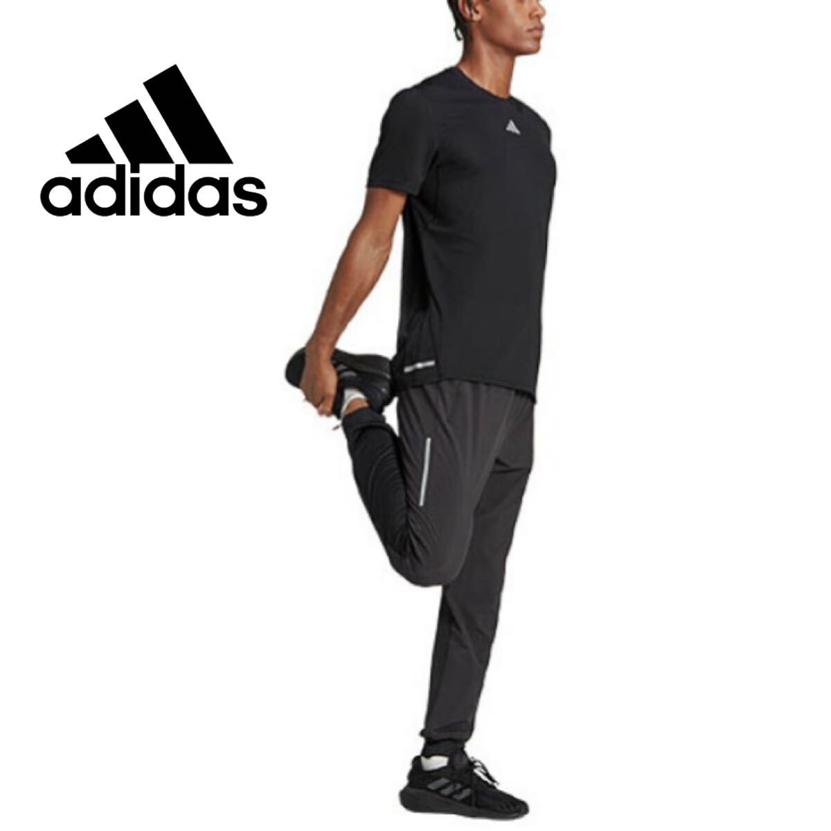 新品未使用 adidas【L】ランニングパンツ 定価9350円 アディダス リフレクター スポーツ ジャージ ストレッチ 長ズボン 運動 8015 黒拍卖