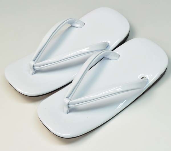 エナメル無地 雪駄本革底【925】白 LLサイズ拍卖