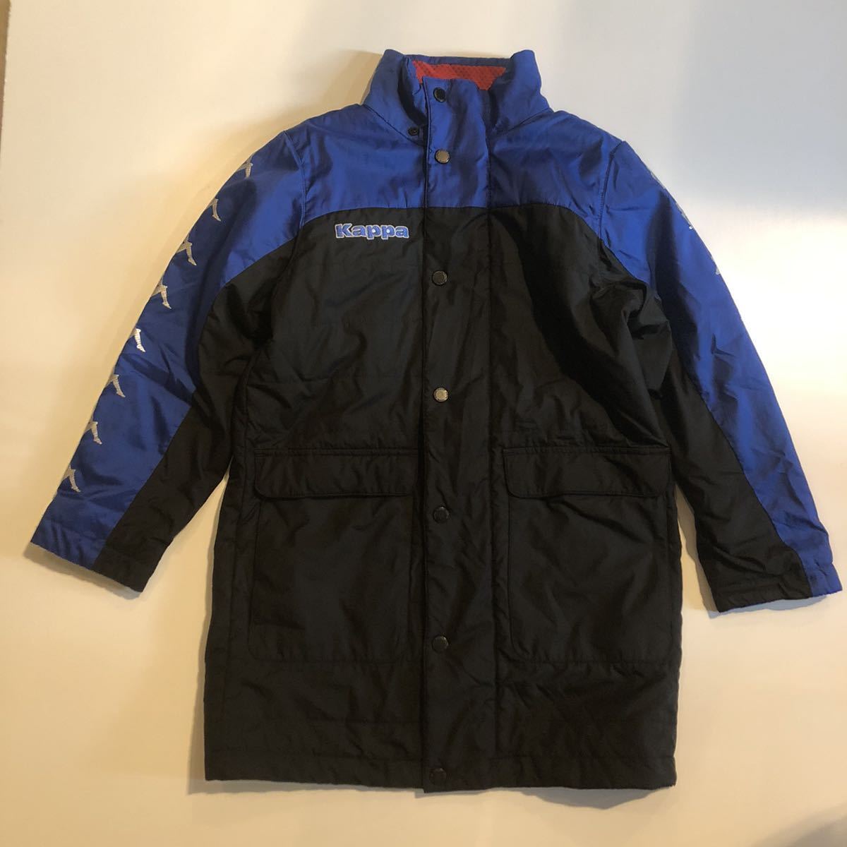 中古 正規 ジュニア KAPPA ベンチコート 130 BK BL ブラック ブルー 中わた KF5E20T12 サッカー カッパ フットサル 子供 小学生 キッズ拍卖