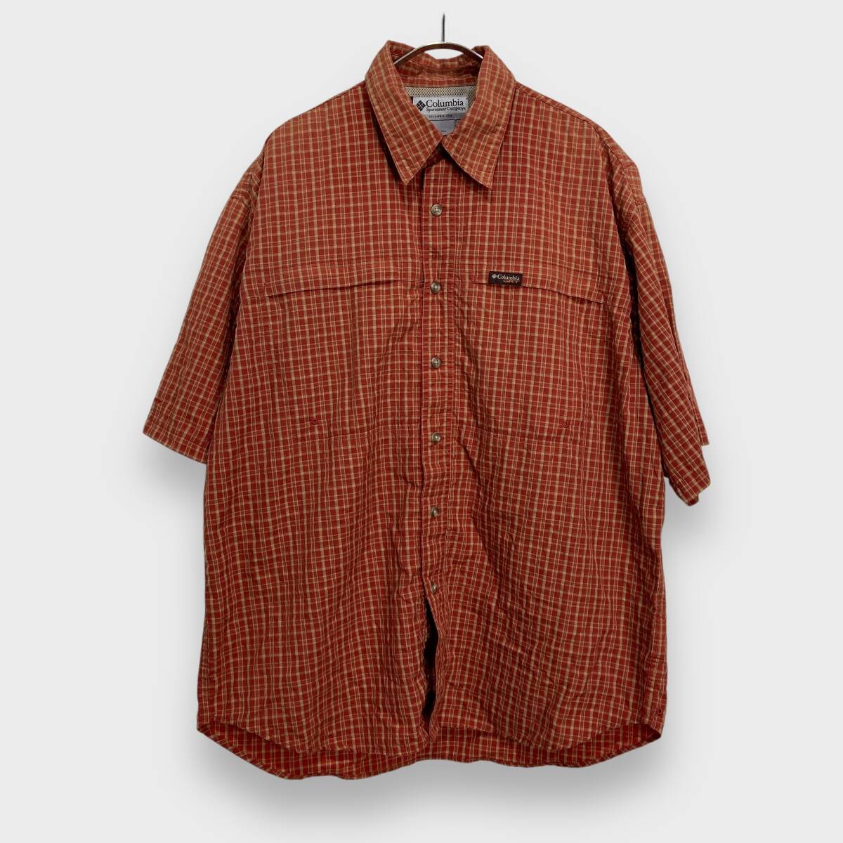 送料無料☆Columbia☆コロンビア☆GRT☆オムニドライ☆半袖チェック柄シャツ☆オレンジ系☆M☆L24M拍卖