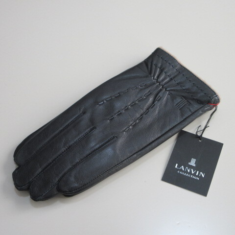 メンズ革手袋【LANVIN】ランバン羊革手袋 ステッチ 日本製 24/ネイビー拍卖