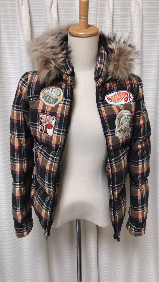 PINEAPPLE JUICE◆パイナップルジュース ダウンジャケット チェック柄 フード取り外し可能拍卖